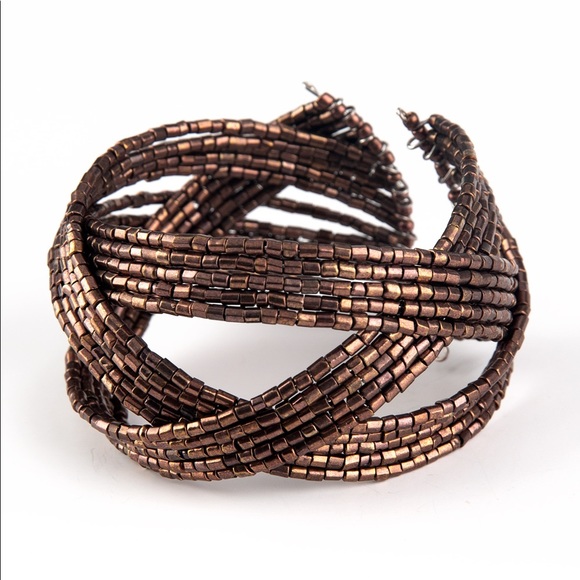 Copper a seed bead bracelet - Picture 2 of 3